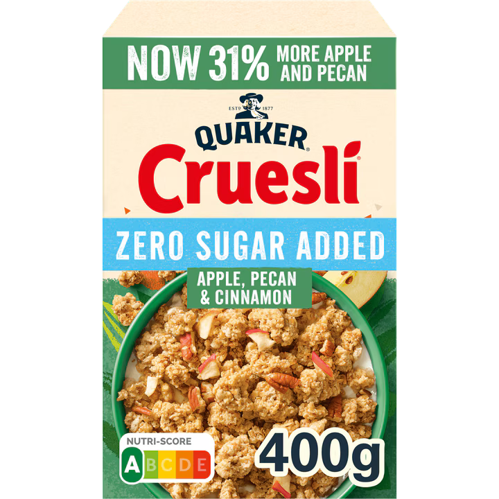 Quaker Cruesli Zero Sugar Added Appel & Pecan & Kaneel - 400 gram