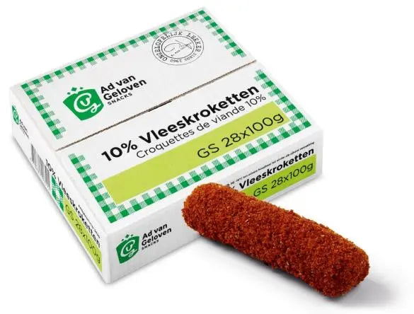 Ad van Geloven 10% vleeskroketten - 28 x 100 gram