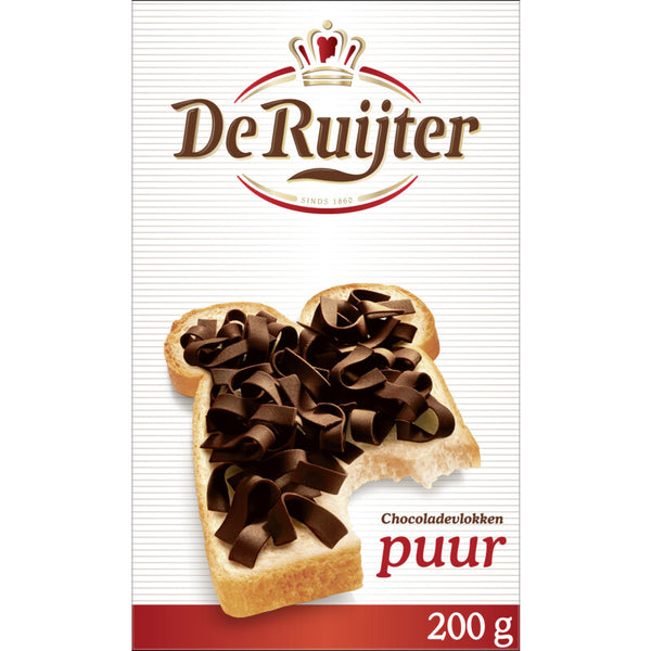 De Ruijter chocoladevlokken puur - 200 gram