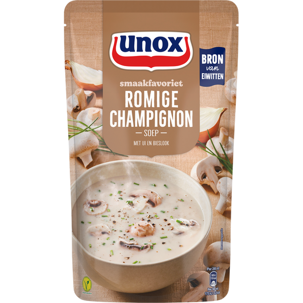 Unox romige champignon soep met ui en bieslook - 570 ml