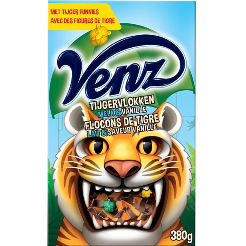 Venz Rimboe tijger vlokken melk / vanille - 200 gram
